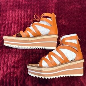 Gianni Bini Strappy Orange Wedges